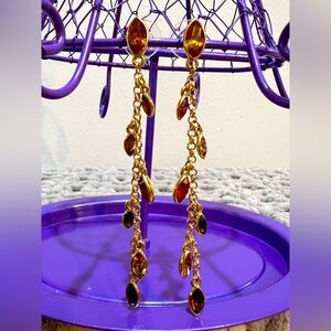 NWOT gold tone Chandelier Earrings with Swarovski elements